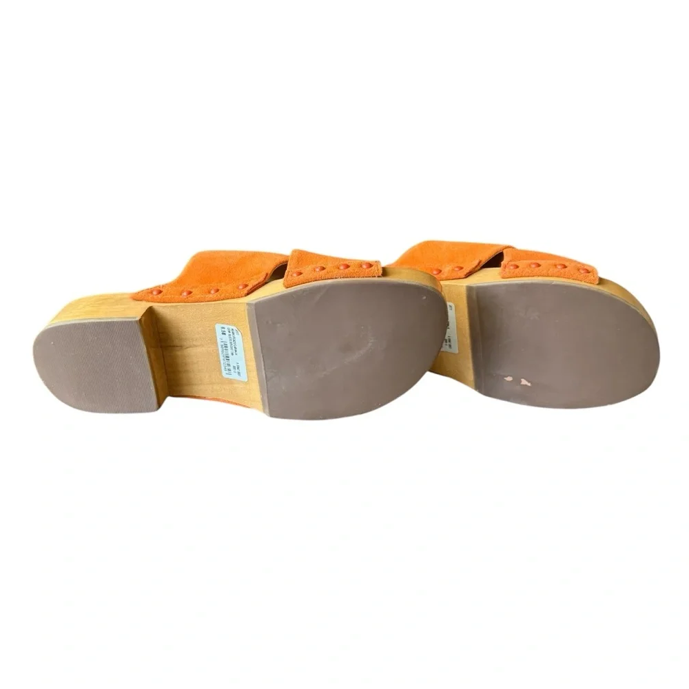 SCHUTZ Jett Suede Clogs sandals in Bright Tangerine size 8.5 - Picture 9 of 10